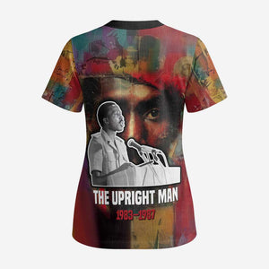 Thomas Sankara Burkina Faso Scrub Top with Bold Portrait and The Upright Man Tribute Design - African Pride