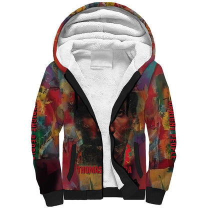 Thomas Sankara Burkina Faso Sherpa Hoodie with Bold Portrait and The Upright Man Tribute Design - African Pride