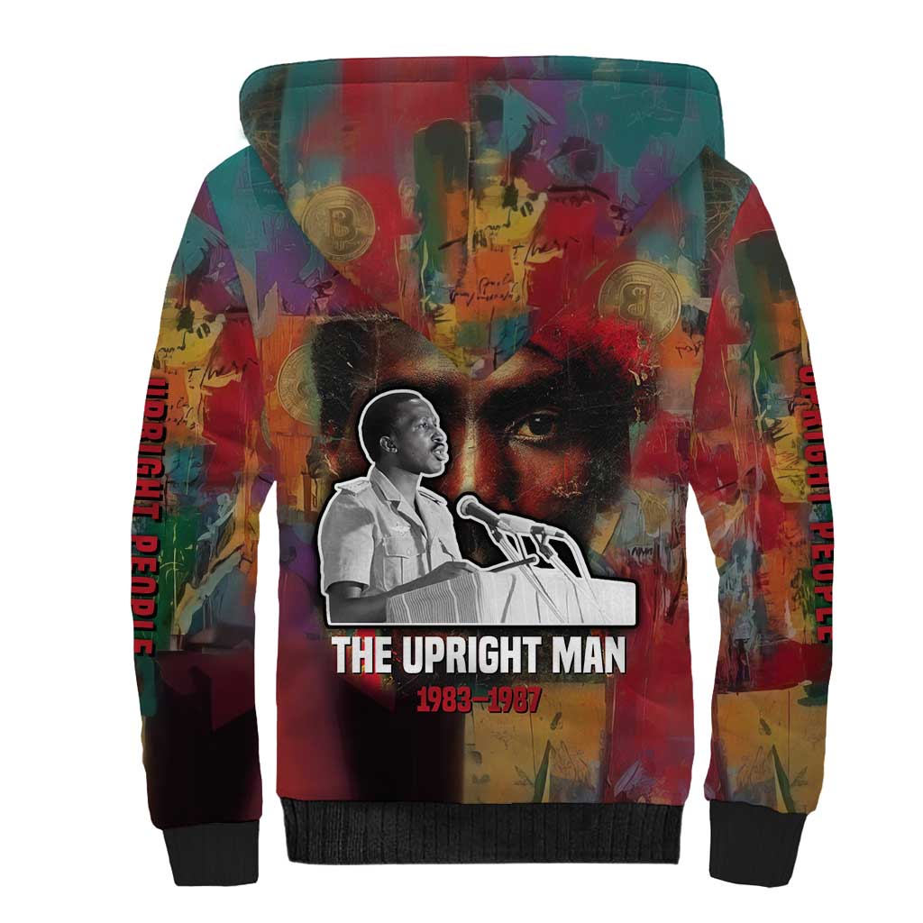 Thomas Sankara Burkina Faso Sherpa Hoodie with Bold Portrait and The Upright Man Tribute Design - African Pride