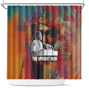 Thomas Sankara Burkina Faso Shower Curtain with Bold Portrait and The Upright Man Tribute Design - African Pride
