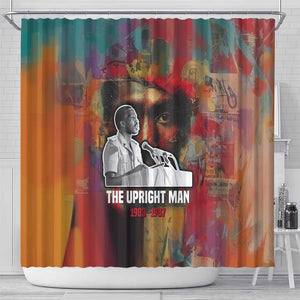 Thomas Sankara Burkina Faso Shower Curtain with Bold Portrait and The Upright Man Tribute Design - African Pride