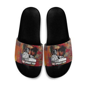 Thomas Sankara Burkina Faso Slide Sandals with Bold Portrait and The Upright Man Tribute Design - African Pride