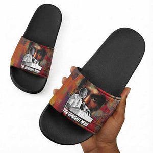Thomas Sankara Burkina Faso Slide Sandals with Bold Portrait and The Upright Man Tribute Design - African Pride