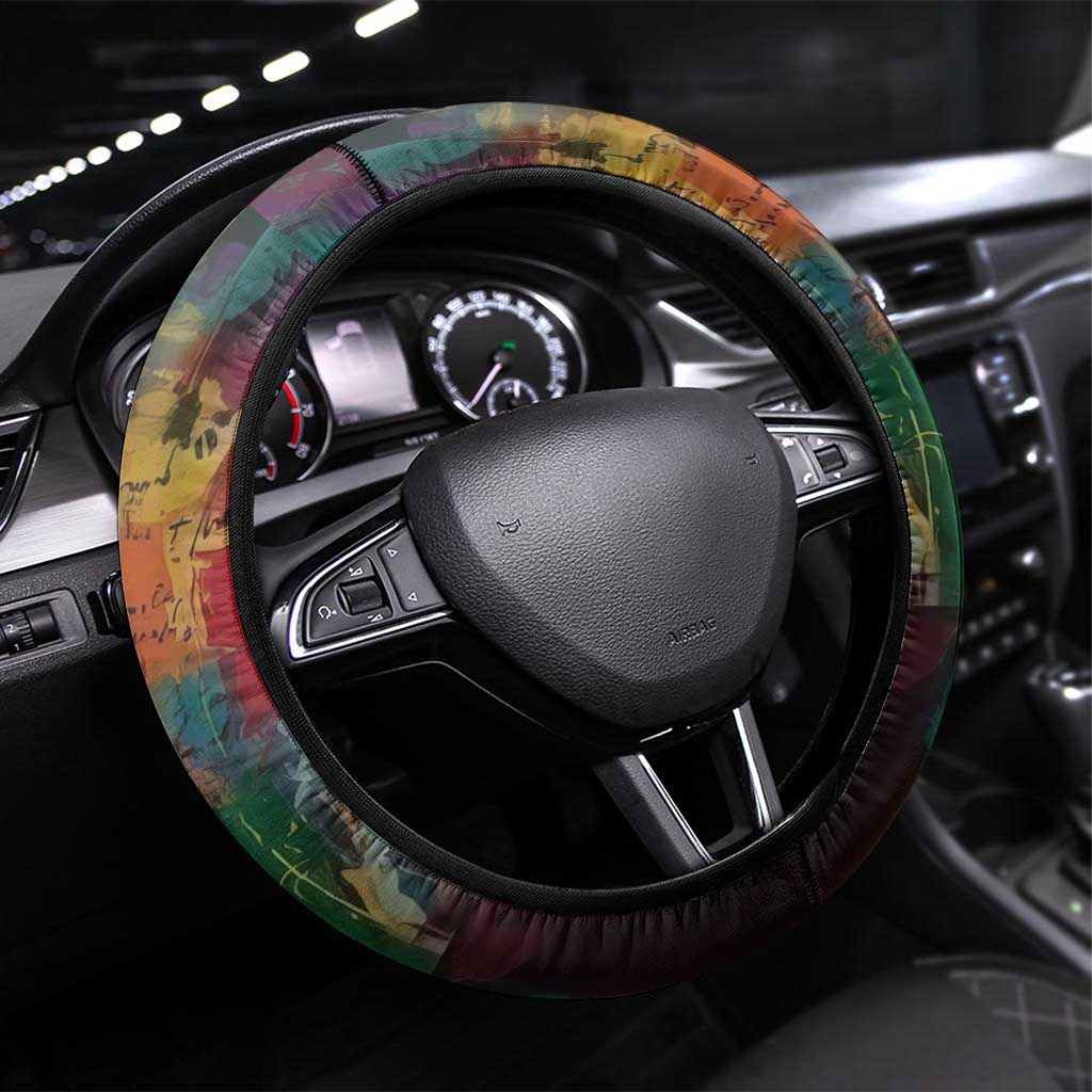 Thomas Sankara Burkina Faso Steering Wheel Cover with Bold Portrait and The Upright Man Tribute Design - African Pride