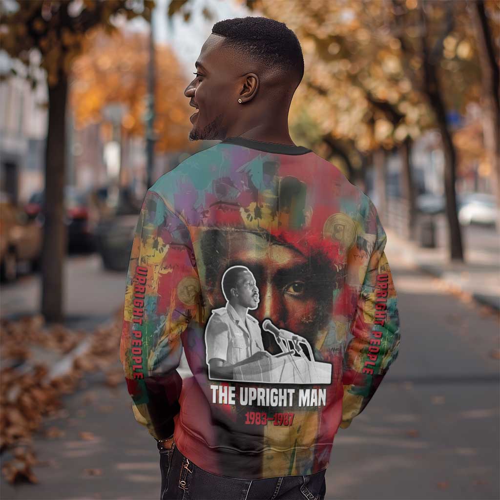 Thomas Sankara Burkina Faso Sweatshirt with Bold Portrait and The Upright Man Tribute Design - African Pride