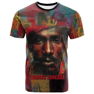Thomas Sankara Burkina Faso T shirt with Bold Portrait and The Upright Man Tribute Design - African Pride