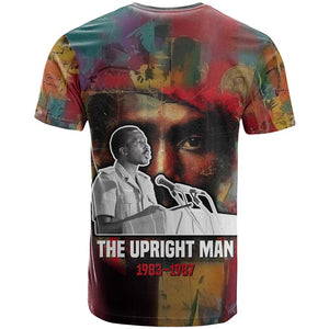 Thomas Sankara Burkina Faso T shirt with Bold Portrait and The Upright Man Tribute Design - African Pride