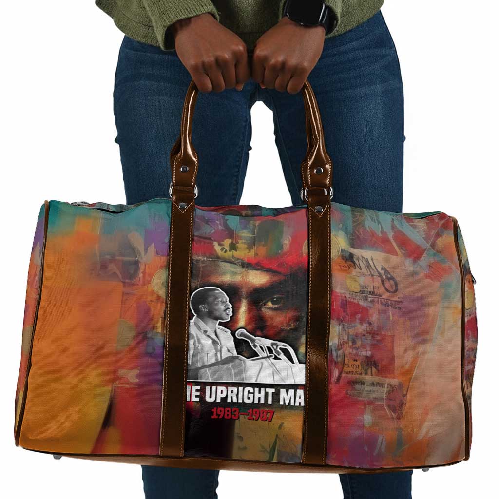 Thomas Sankara Burkina Faso Travel Bag with Bold Portrait and The Upright Man Tribute Design - African Pride