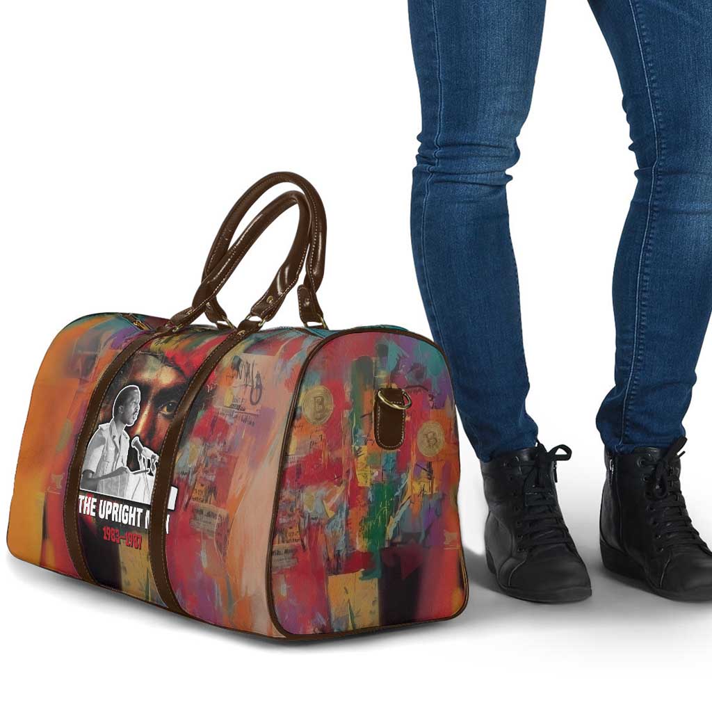 Thomas Sankara Burkina Faso Travel Bag with Bold Portrait and The Upright Man Tribute Design - African Pride