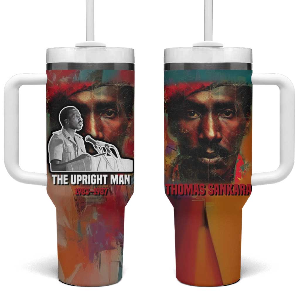 Thomas Sankara Burkina Faso Tumbler With Handle with Bold Portrait and The Upright Man Tribute Design - African Pride