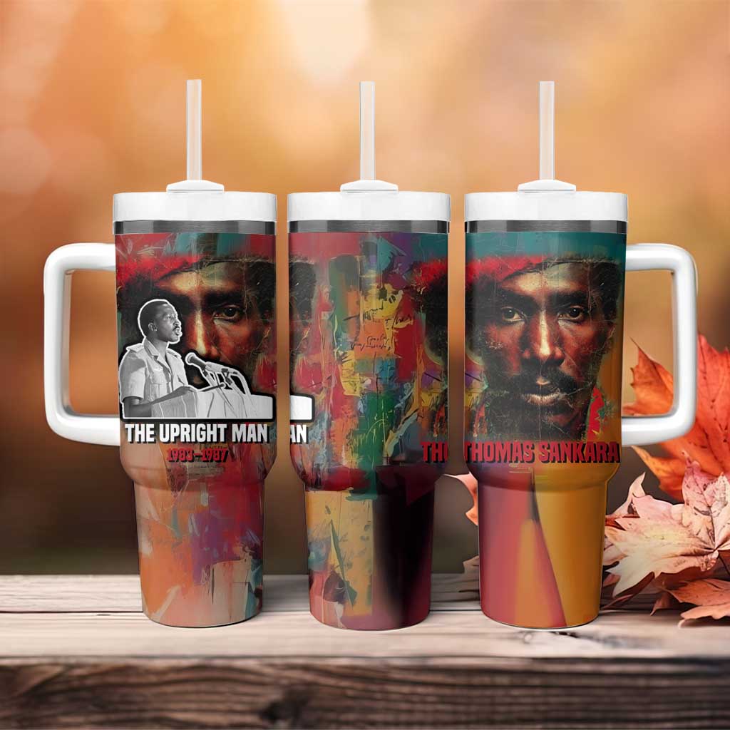 Thomas Sankara Burkina Faso Tumbler With Handle with Bold Portrait and The Upright Man Tribute Design - African Pride