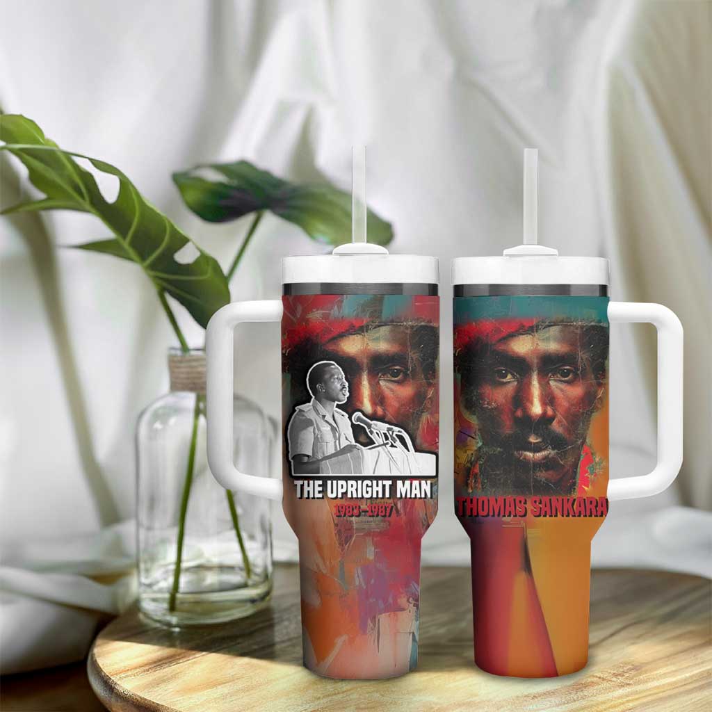 Thomas Sankara Burkina Faso Tumbler With Handle with Bold Portrait and The Upright Man Tribute Design - African Pride