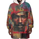 Thomas Sankara Burkina Faso Wearable Blanket Hoodie with Bold Portrait and The Upright Man Tribute Design - African Pride