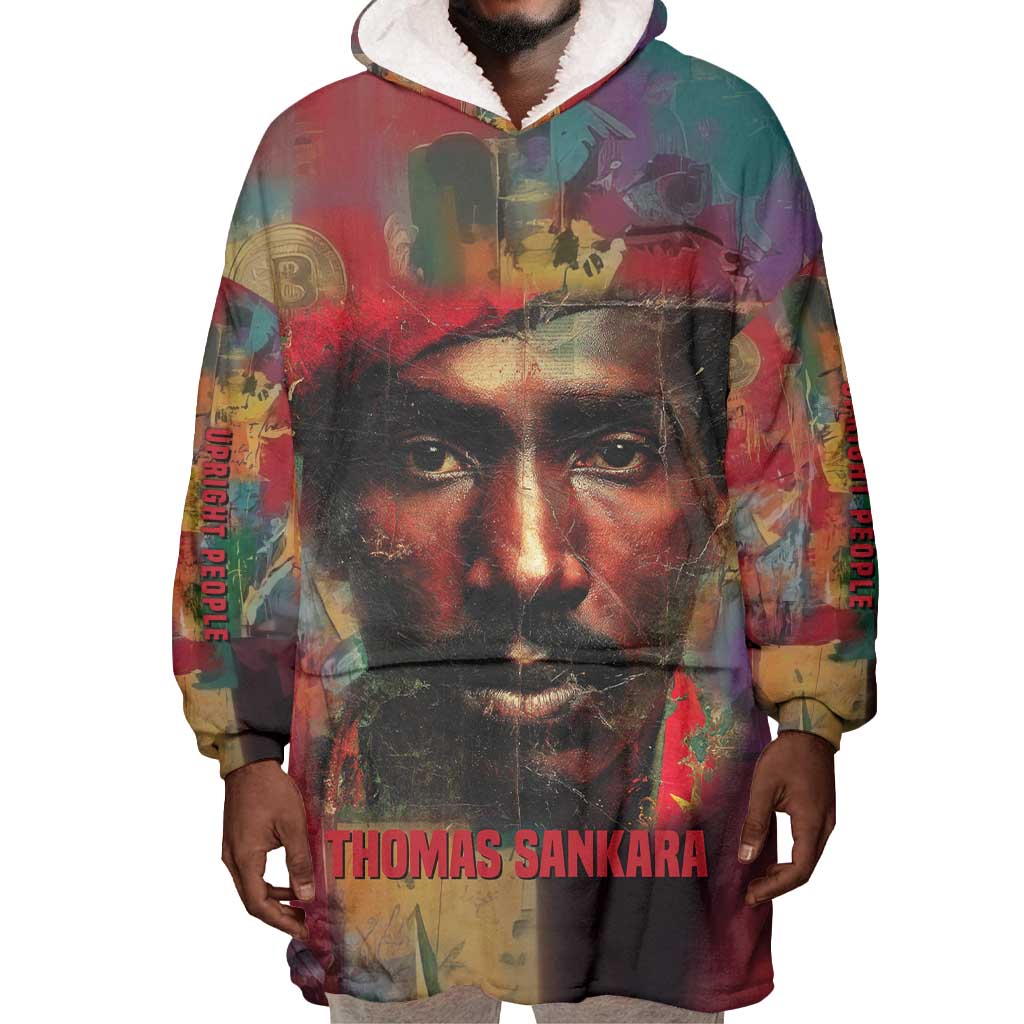 Thomas Sankara Burkina Faso Wearable Blanket Hoodie with Bold Portrait and The Upright Man Tribute Design - African Pride