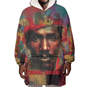 Thomas Sankara Burkina Faso Wearable Blanket Hoodie with Bold Portrait and The Upright Man Tribute Design - African Pride
