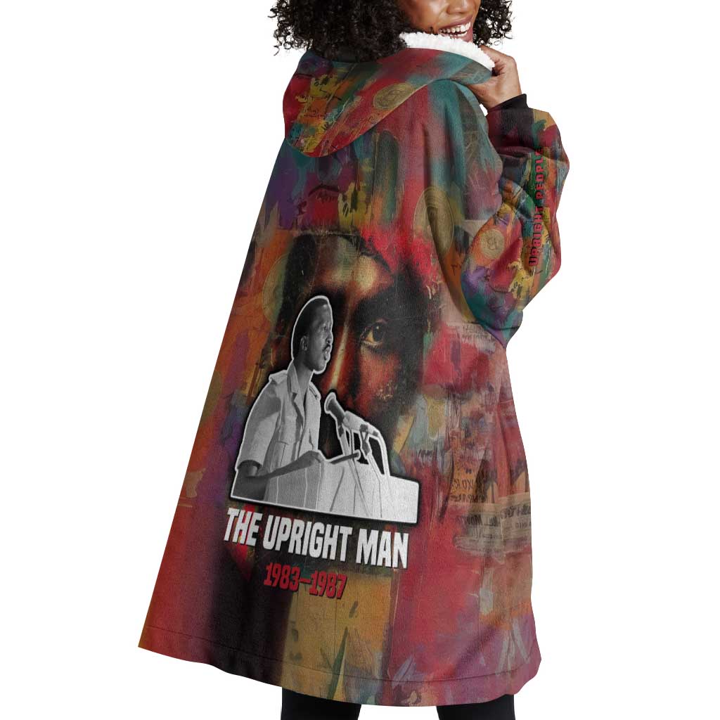 Thomas Sankara Burkina Faso Wearable Blanket Hoodie with Bold Portrait and The Upright Man Tribute Design - African Pride
