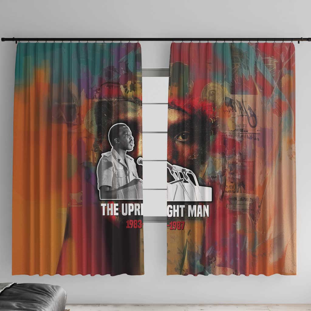 Thomas Sankara Burkina Faso Window Curtain with Bold Portrait and The Upright Man Tribute Design - African Pride