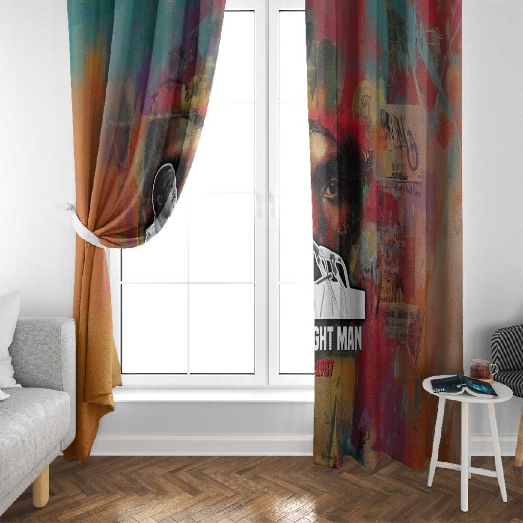 Thomas Sankara Burkina Faso Window Curtain with Bold Portrait and The Upright Man Tribute Design - African Pride
