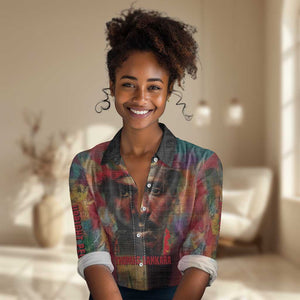 Thomas Sankara Burkina Faso Women Casual Shirt with Bold Portrait and The Upright Man Tribute Design - African Pride