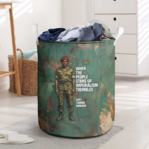 Burkina Faso Thomas Sankara Laundry Basket with Military Stance and Anti-Imperialist Quote Tribute Design - African Pride