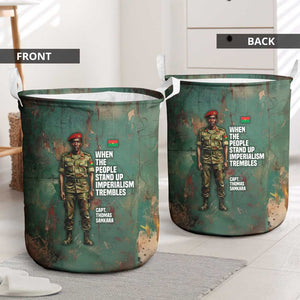 Burkina Faso Thomas Sankara Laundry Basket with Military Stance and Anti-Imperialist Quote Tribute Design - African Pride