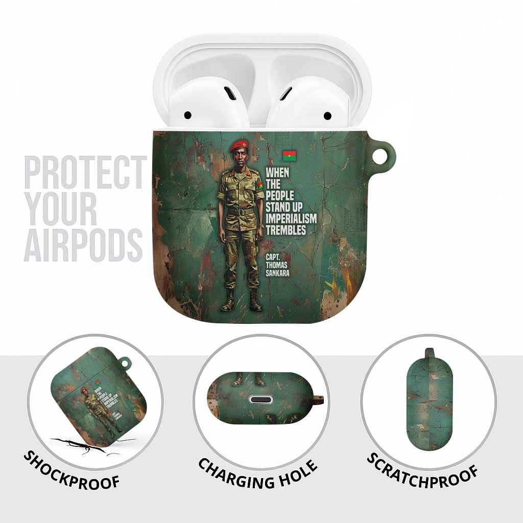 Burkina Faso Thomas Sankara AirPods Case with Military Stance and Anti-Imperialist Quote Tribute Design - African Pride