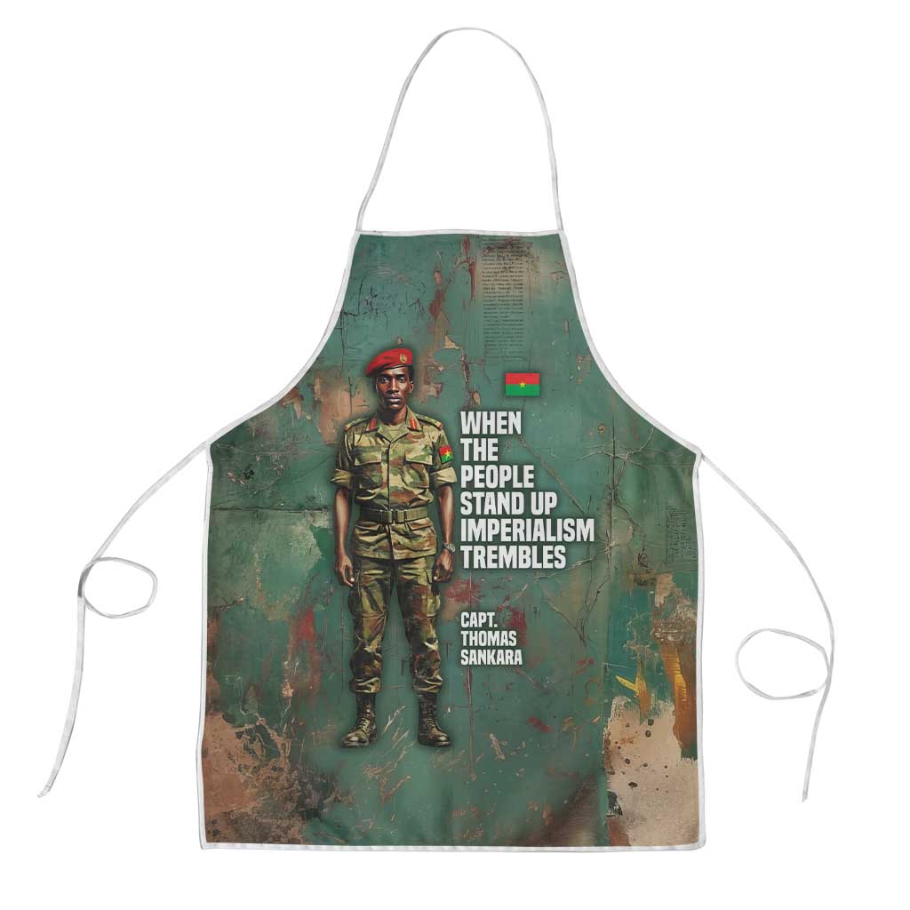 Burkina Faso Thomas Sankara Apron with Military Stance and Anti-Imperialist Quote Tribute Design - African Pride