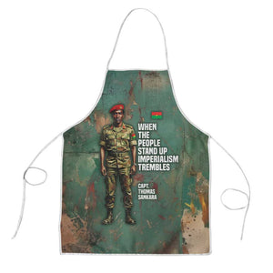 Burkina Faso Thomas Sankara Apron with Military Stance and Anti-Imperialist Quote Tribute Design - African Pride