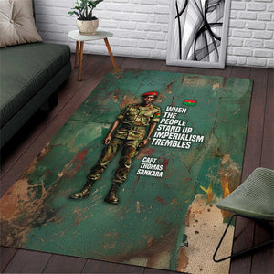 Burkina Faso Thomas Sankara Area Rug with Military Stance and Anti-Imperialist Quote Tribute Design - African Pride