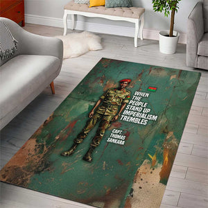 Burkina Faso Thomas Sankara Area Rug with Military Stance and Anti-Imperialist Quote Tribute Design - African Pride