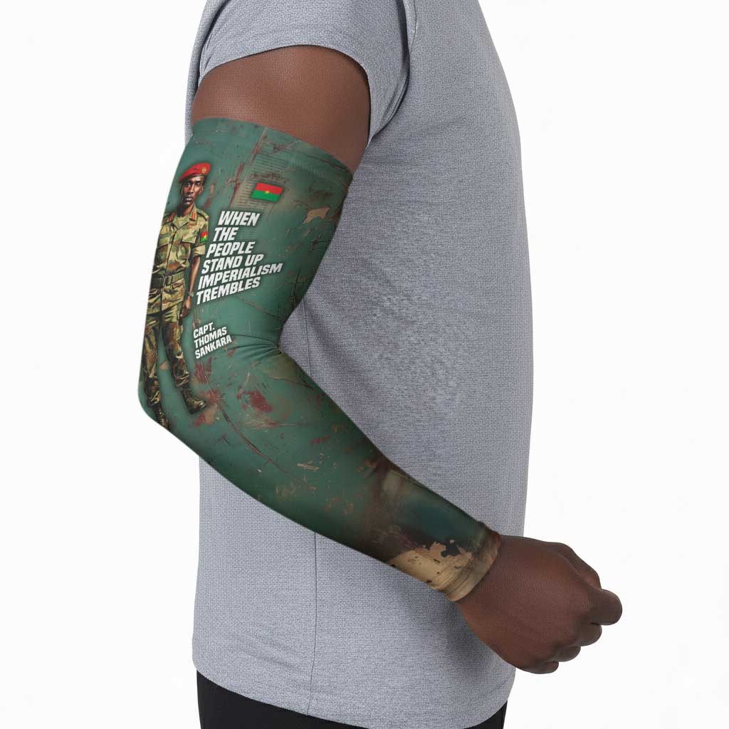 Burkina Faso Thomas Sankara Arm Sleeves with Military Stance and Anti-Imperialist Quote Tribute Design - African Pride