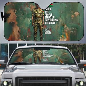 Burkina Faso Thomas Sankara Auto Sun Shade with Military Stance and Anti-Imperialist Quote Tribute Design - African Pride