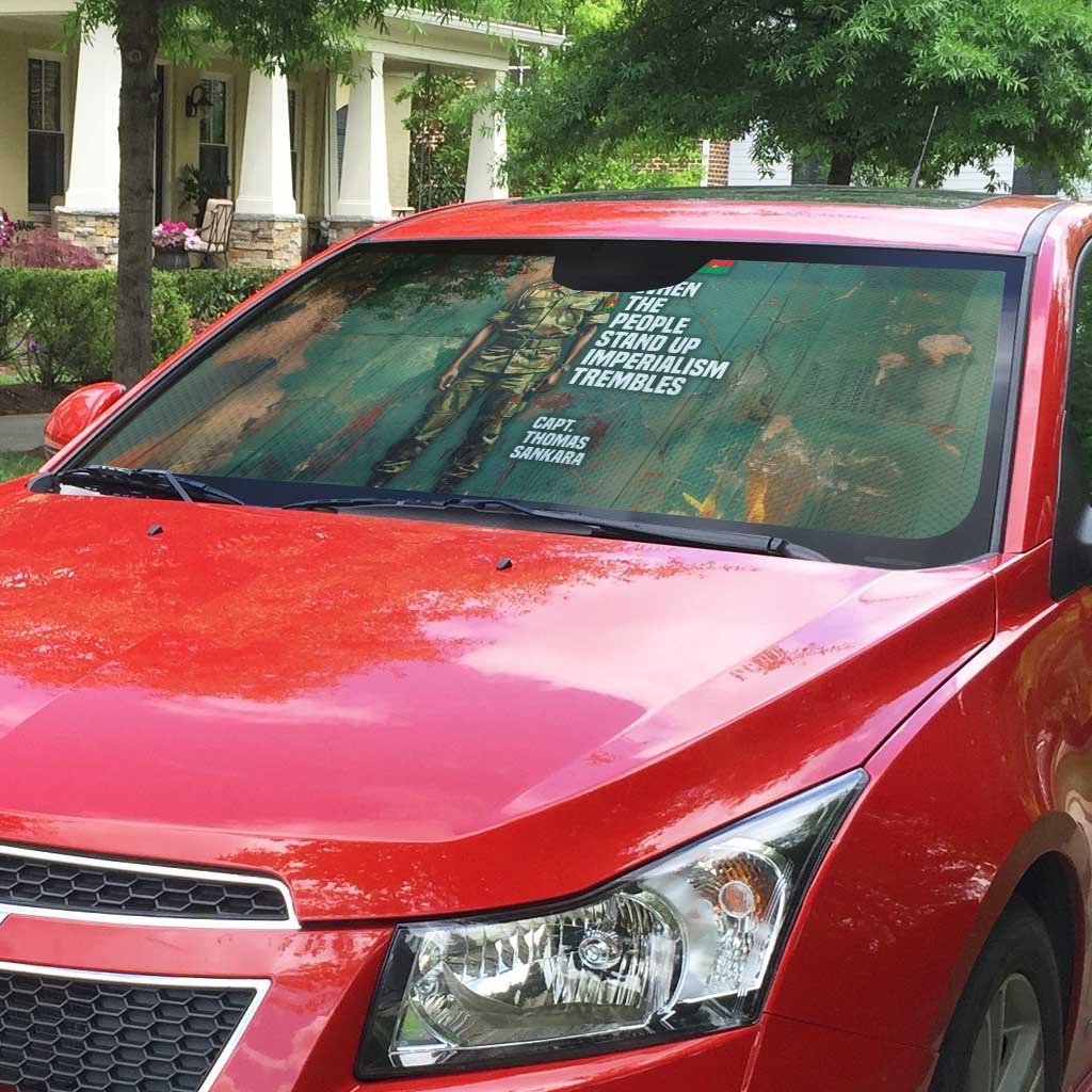 Burkina Faso Thomas Sankara Auto Sun Shade with Military Stance and Anti-Imperialist Quote Tribute Design - African Pride