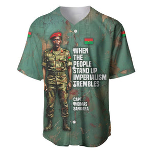 Burkina Faso Thomas Sankara Baseball Jersey with Military Stance and Anti-Imperialist Quote Tribute Design - African Pride
