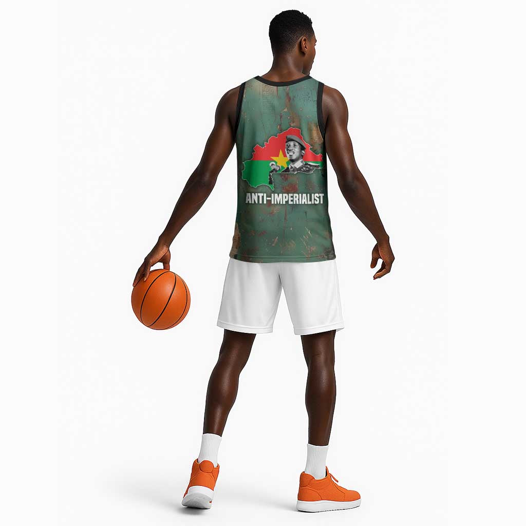 Burkina Faso Thomas Sankara Basketball Jersey with Military Stance and Anti-Imperialist Quote Tribute Design - African Pride