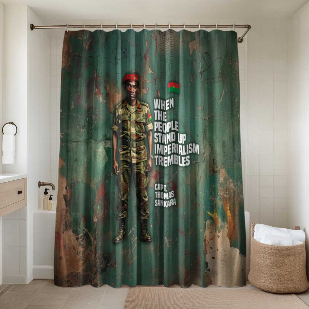 Burkina Faso Thomas Sankara Bathroom Set with Military Stance and Anti-Imperialist Quote Tribute Design - African Pride