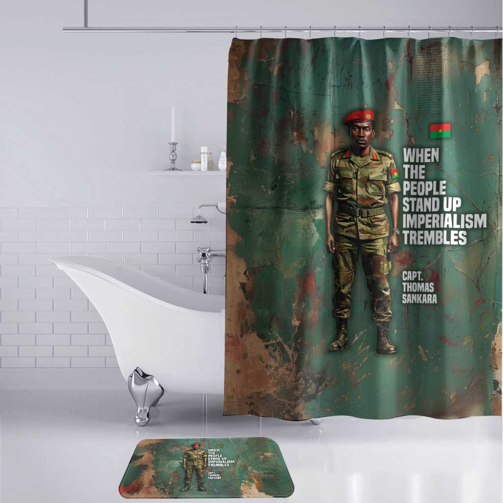 Burkina Faso Thomas Sankara Bathroom Set with Military Stance and Anti-Imperialist Quote Tribute Design - African Pride