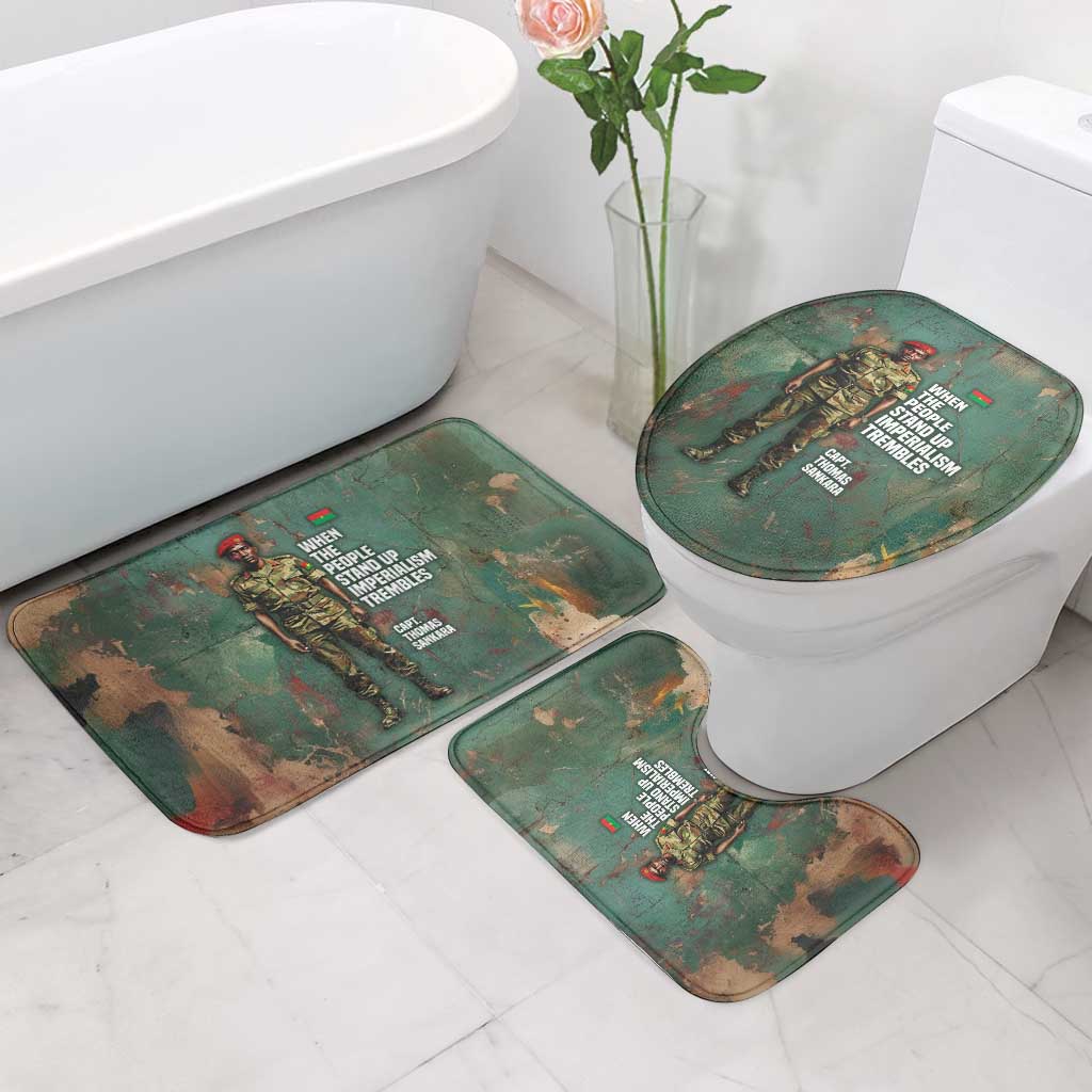 Burkina Faso Thomas Sankara Bathroom Set with Military Stance and Anti-Imperialist Quote Tribute Design - African Pride
