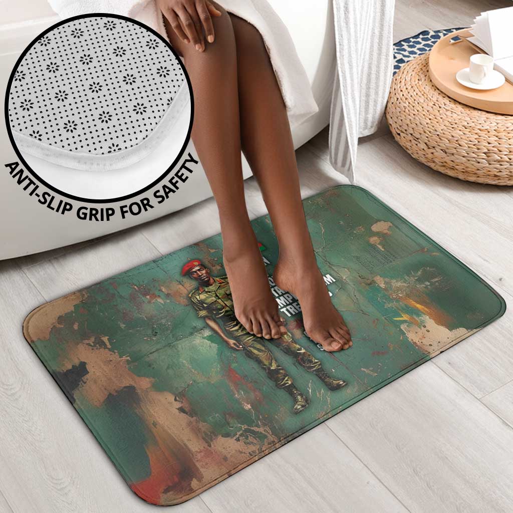 Burkina Faso Thomas Sankara Bathroom Set with Military Stance and Anti-Imperialist Quote Tribute Design - African Pride