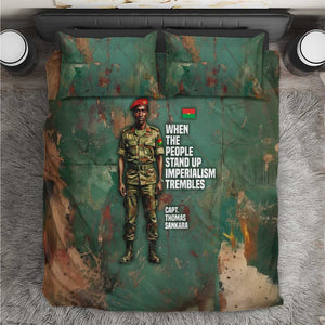 Burkina Faso Thomas Sankara Bedding Set with Military Stance and Anti-Imperialist Quote Tribute Design - African Pride