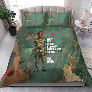 Burkina Faso Thomas Sankara Bedding Set with Military Stance and Anti-Imperialist Quote Tribute Design - African Pride