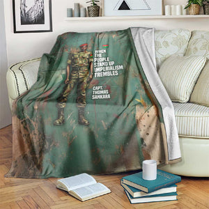 Burkina Faso Thomas Sankara Blanket with Military Stance and Anti-Imperialist Quote Tribute Design - African Pride