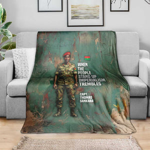 Burkina Faso Thomas Sankara Blanket with Military Stance and Anti-Imperialist Quote Tribute Design - African Pride