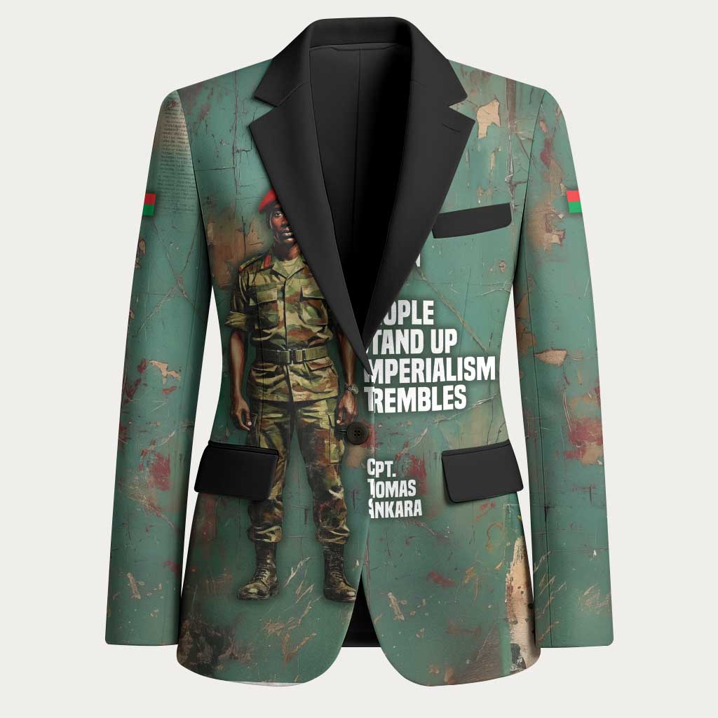 Burkina Faso Thomas Sankara Blazer with Military Stance and Anti-Imperialist Quote Tribute Design - African Pride