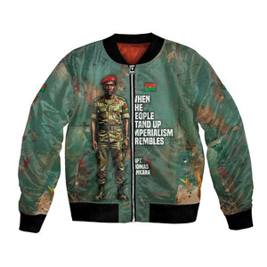 Burkina Faso Thomas Sankara Bomber Jacket with Military Stance and Anti-Imperialist Quote Tribute Design - African Pride