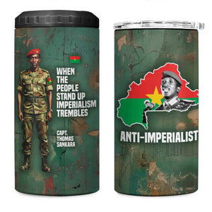 Burkina Faso Thomas Sankara 4 in 1 Can Cooler Tumbler with Military Stance and Anti-Imperialist Quote Tribute Design - African Pride