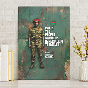 Burkina Faso Thomas Sankara Canvas Wall Art with Military Stance and Anti-Imperialist Quote Tribute Design - African Pride