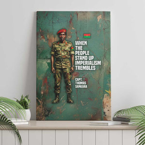 Burkina Faso Thomas Sankara Canvas Wall Art with Military Stance and Anti-Imperialist Quote Tribute Design - African Pride