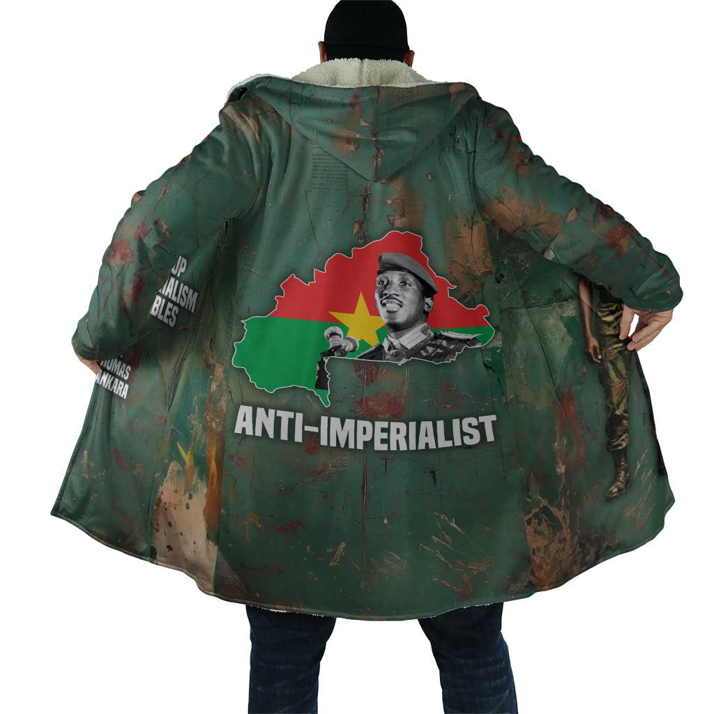 Burkina Faso Thomas Sankara Cloak with Military Stance and Anti-Imperialist Quote Tribute Design - African Pride