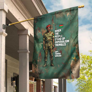 Burkina Faso Thomas Sankara Garden Flag with Military Stance and Anti-Imperialist Quote Tribute Design - African Pride